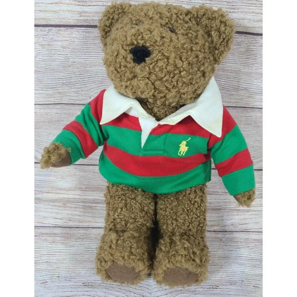Ralph Lauren Other - Ralph Lauren Plush Teddy Bear Stuffed Animal Toy Rugby Shirt Red Green 13" 2005